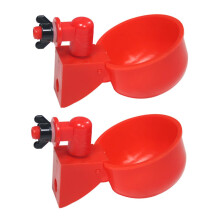 Plastic Automatic Poultry Water Dispenser 2-Piece Set for Chicken Drinking Bowl, Farm and Home Use