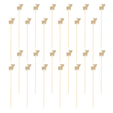100Pcs Jul Charmig Älg Bamuskottar Engångs Fruktpinn Cocktailpick