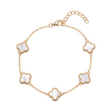 Mother of Pearl Clover Bracelet 14K Gold Finish
