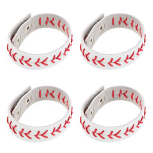 4 Pièces Bracelets Baseball En PU Tressés Réglables