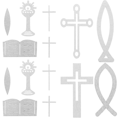 5 Ensembles De Découpes Miniatures Croix Poisson Pour Baptême