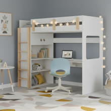 Nells High Sleeper Cabin Bed with Built in Desk and Storage in White