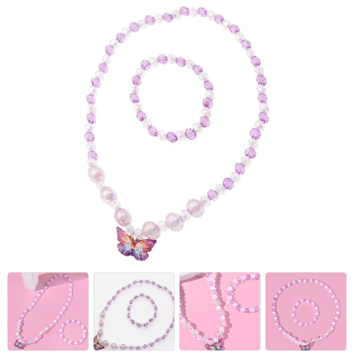 Conjunto Kit De Para Crianças Colar Pulseira Borboletas 2