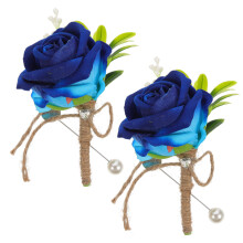 2St Blauwe Kunstbloem Corsage Bruiloft Bruidegom Bruid Suit Decoratie