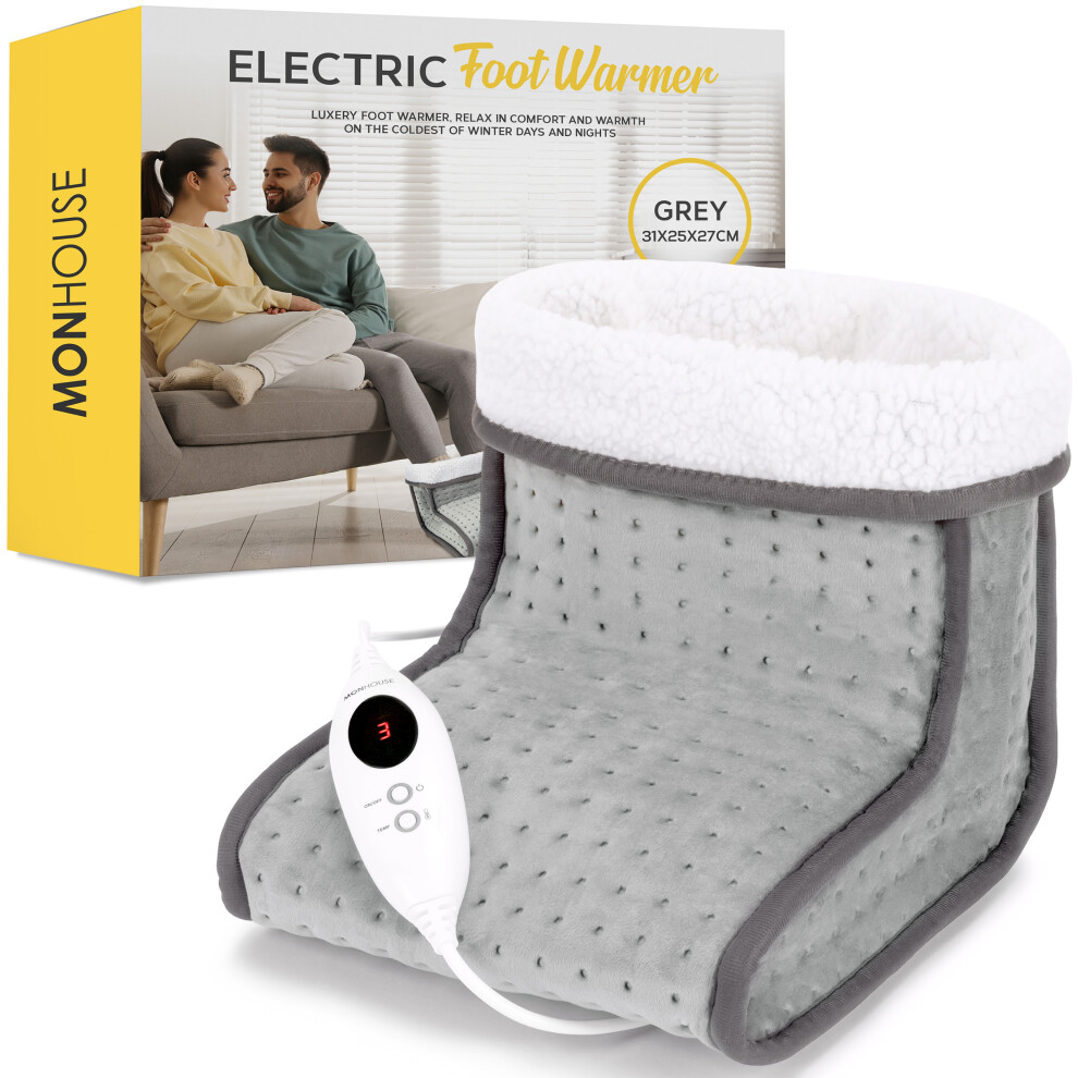 Monhouse Grey (Grey) Electric Foot Warmer - Soft And Breathable Heating Pad - Relaxing Comfort Heat Therapy - Heated Foot Mat For Women & Men
