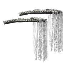 4 Spalline Con Frange in Metallo e Perline