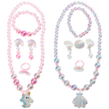 2 Conjuntos Colar, Pulseira, E Caracol Unicórnio Para