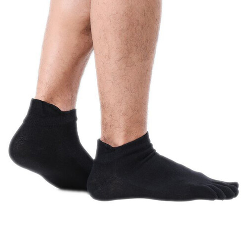 De Algodão Para Homem Corte Baixo Com Dedo Separado Preto 1
