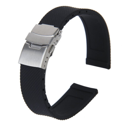 20Mm Pulseira Silicone Impermeável Com Fecho Aço Inoxidável