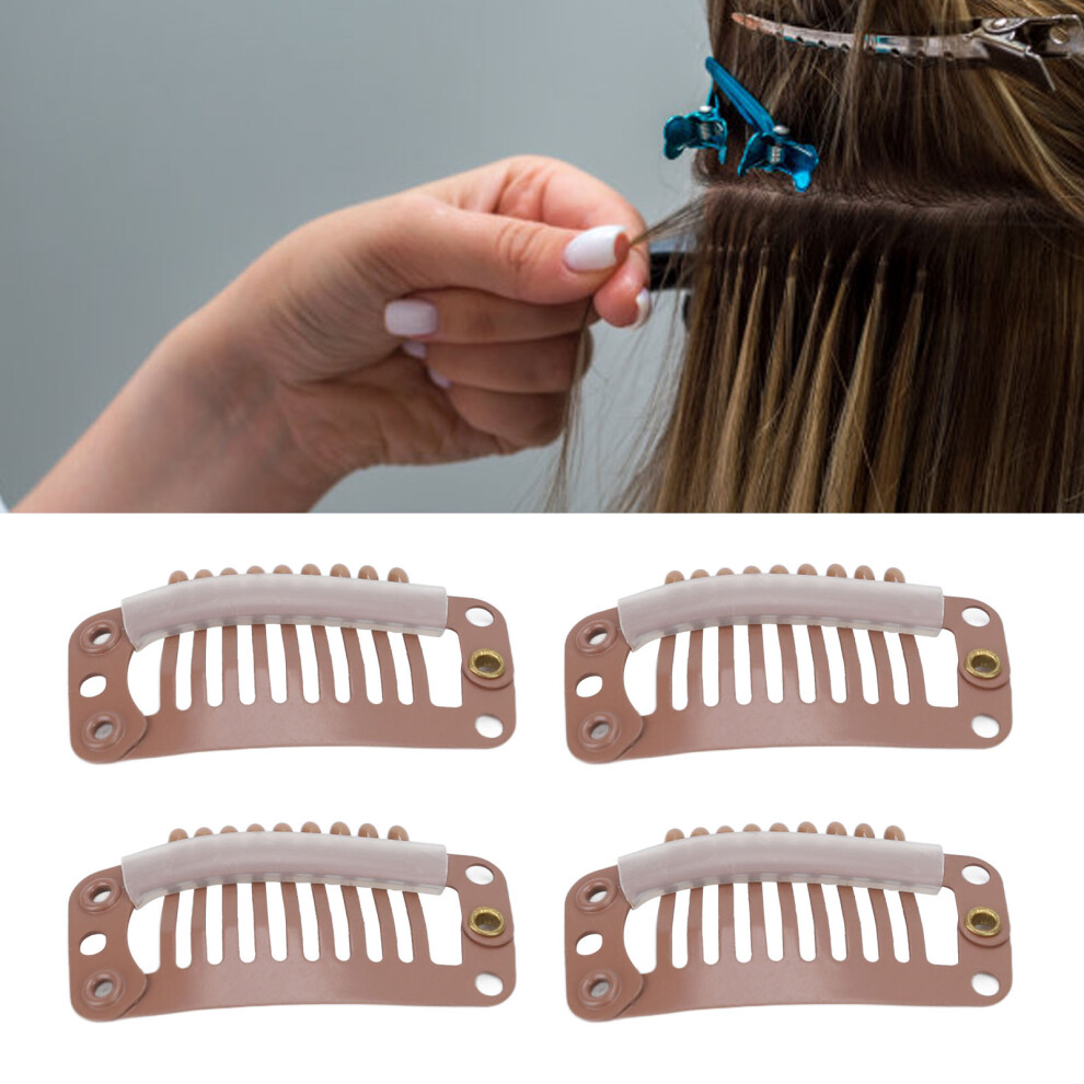Unisex Brown 40Pcs Stainless Steel 9 Teeth Wig Clips 32Mm Light Hair Extension