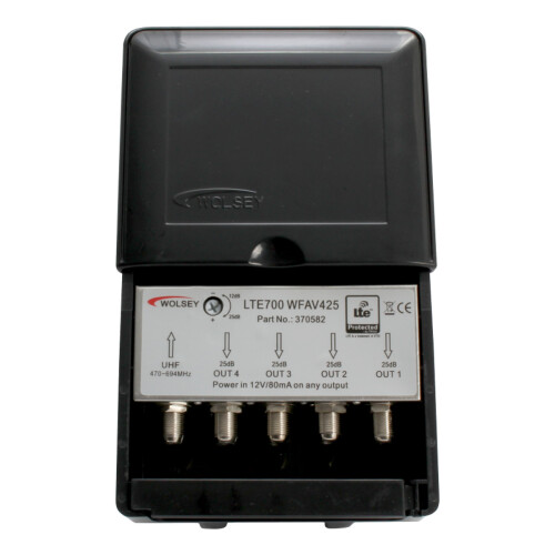 Wolsey 4 Way WFAV425 LTE 25dB Variable Masthead Amplifier Kit with Power Supply 2