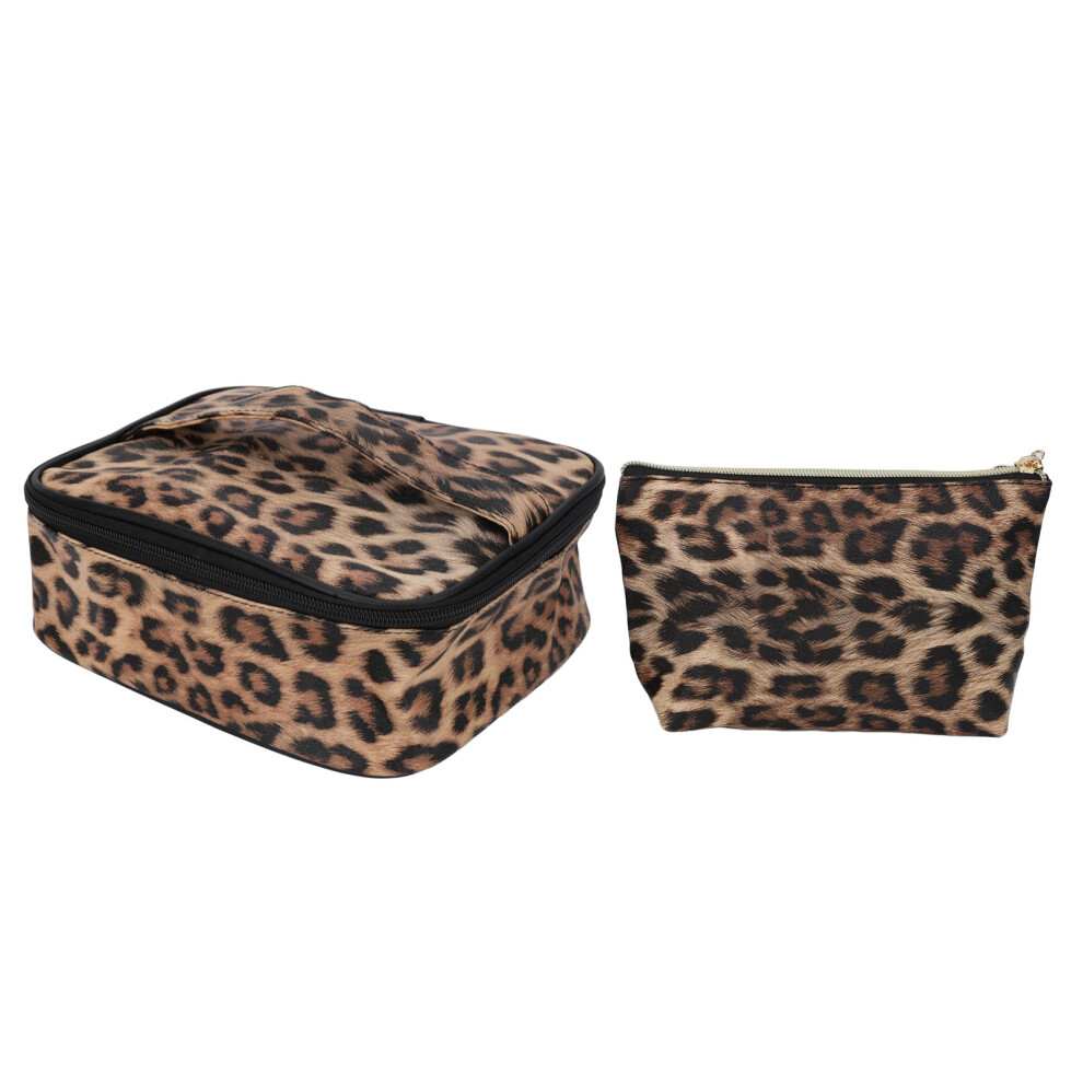Leopard Print 2pcs Cosmetic Bags Waterproof Multipurpose Large Makeup Organizer