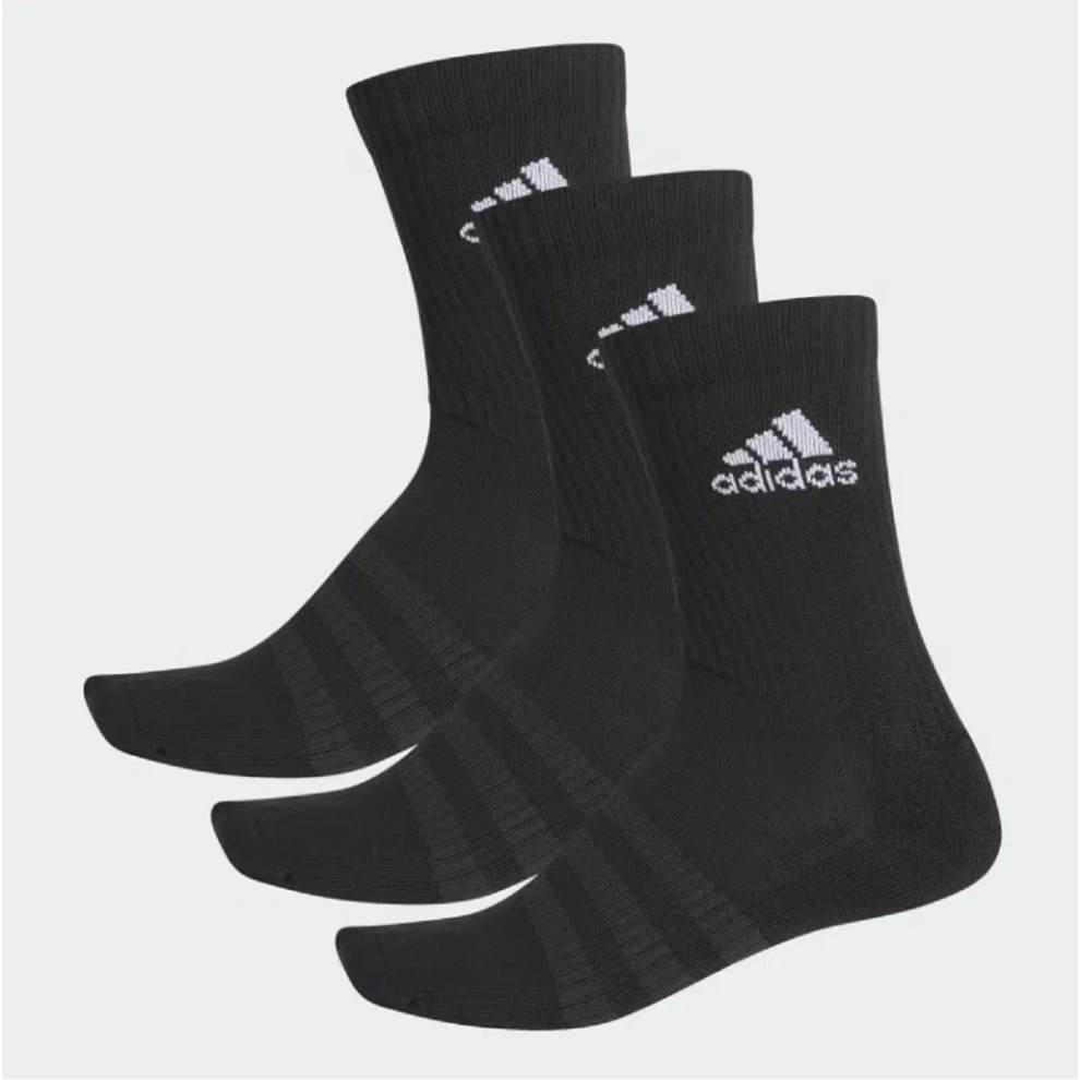 Adidas Cushioned Crew Comfort Arch Support Sports Socks 3 Pairs Uk Xl / 11-12.5 Black