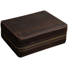 Vintage Lederen 4-Vakken Horlogecase