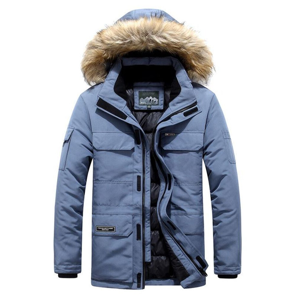 (blue, XS) Winter Velvet Thickened Hooded Parkas Men Duck Down Snow Jacket Windproof Coats Thickened -30 Degree Keep Warm Outdoor Outerwear-image-OPC-PMNX28C-NEW
