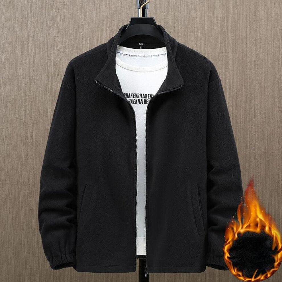 (black, 6XL) Polar Fleece Jacket For Men And Women Plus Velvet Thickened Stand-up Collar Sweater Cardigan Loose Large Size Warm Casual Fleece Jacket-image-OPC-PMNX66T-NEW