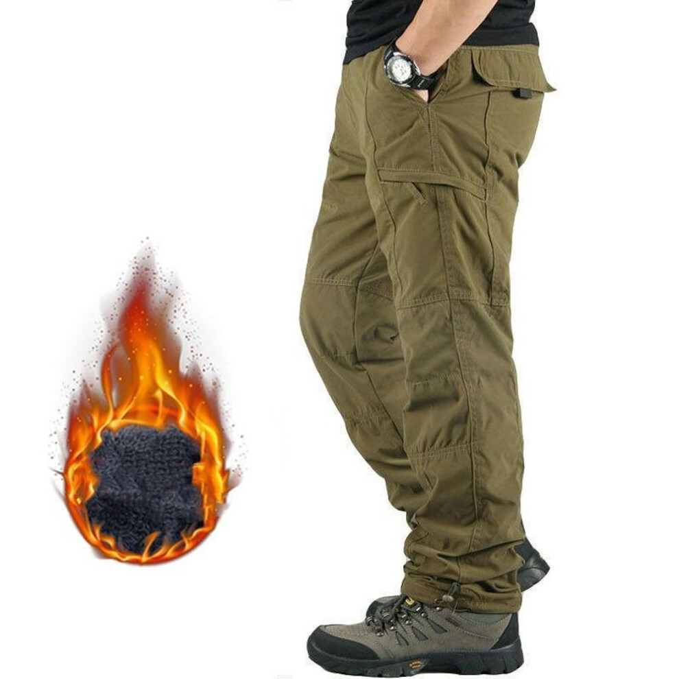(as the picture, XS) Men's Winter Fleece-lined Thickened Outdoor Work Pants Straight-leg Plus Size Multi-pocket Casual Pants-image-OPC-PMNX675-NEW