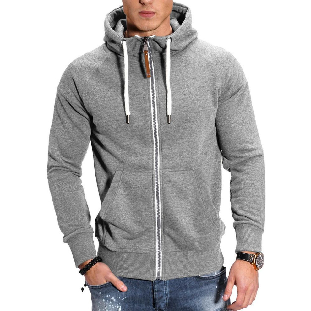 (light grey, XS) Men's Hoodies Long Sleeve Sweatshirts For Men Zipper Hooded Pullover High Neck Men's Sweatshirt Top Jacket Coat Sweater-image-OPC-PMNX6Y6-NEW