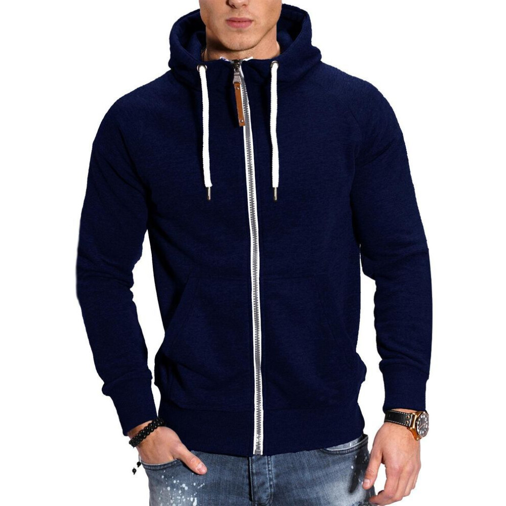 (navy blue, L) Men's Hoodies Long Sleeve Sweatshirts For Men Zipper Hooded Pullover High Neck Men's Sweatshirt Top Jacket Coat Sweater-image-OPC-PMNX6YG-NEW
