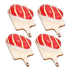 Lachs-Sushi-Spielzeug, Resin & Holz, 3x1,7x1,4cm Dekorativer Lebensmittel-Requisit