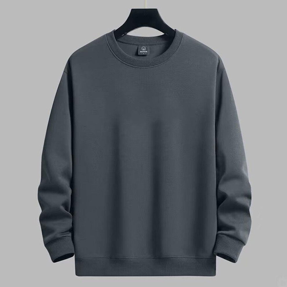 (grey, M) Men's Casual Solid Color Round Neck Sweatshirts Classic Sweatershirt Pullover Streetwear Long Sleeve Trendy Standard Swatershirt-image-OPC-PMNXGDT-NEW
