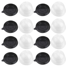 50 Stuks Ronde Eigeel Puff Cake Doos Transparant Plastic Zwart