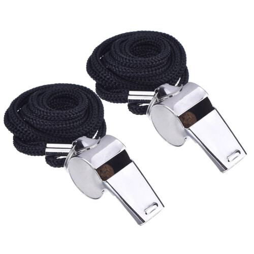 2 Unidades Silbatos De Metal Para Árbitro Con Cordón