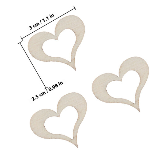 50 Unidades Corazón Madera Decoración Boda 2
