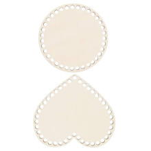 2 Unidades Fondos Cesta Ganchillo Círculo Corazón Madera Natural