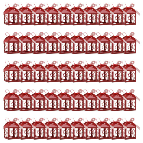 50Pieces Eid Mubarak Charm Boxes Eid Dessert-Pearlescent red