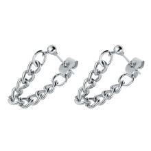 Par De Piercing Auricular Com Corrente Metálica