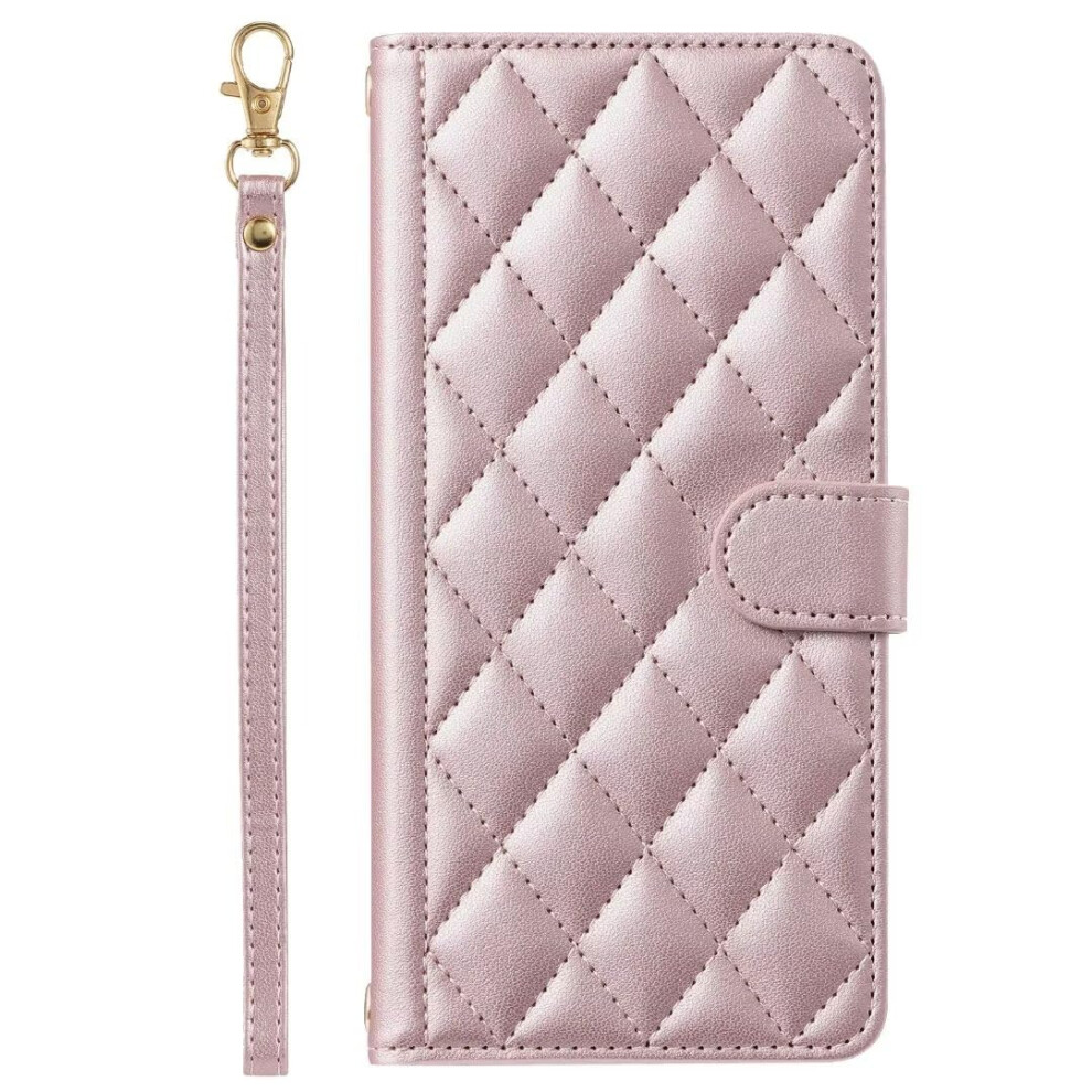 Case For Iphone 15 With Card Holder Handbag, Shockproof Luxury Leather Flip Folio Case, Rose Gold 9084446724653