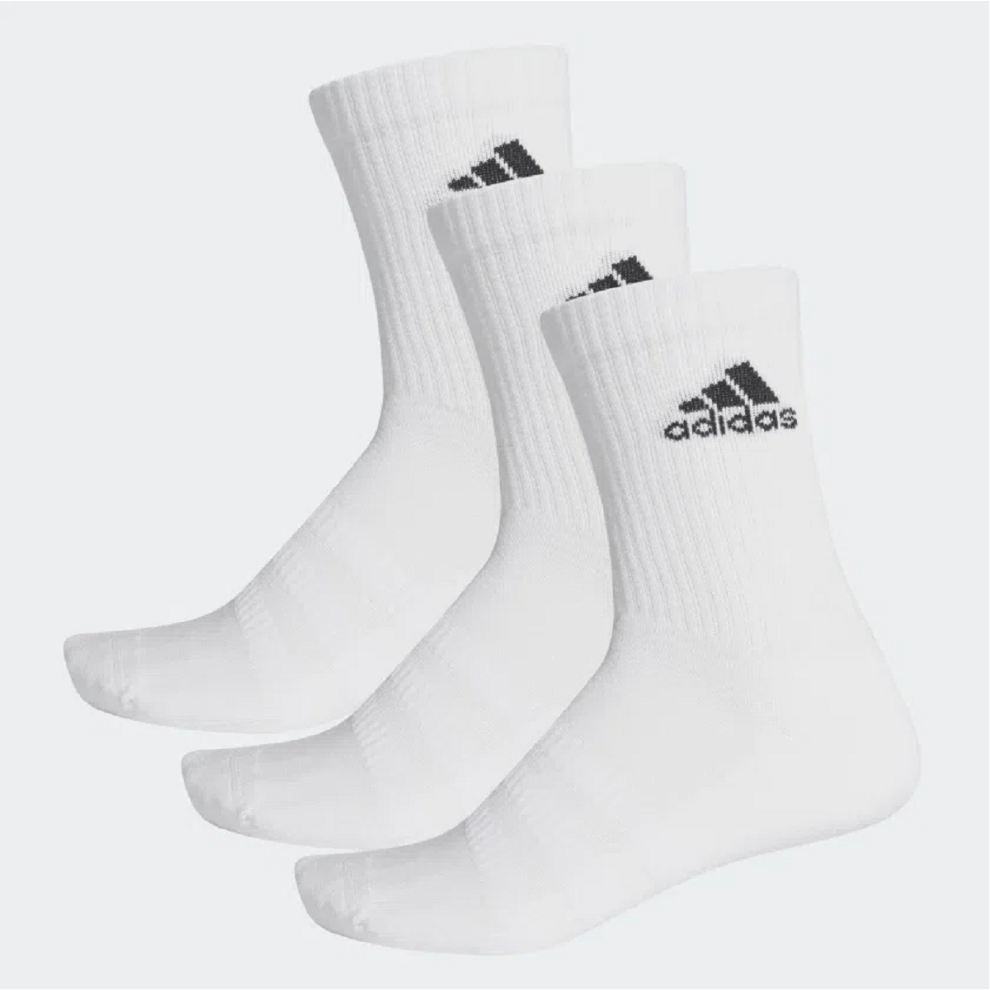Adidas Cushioned Crew Comfort Arch Support Sports Socks 3 Pairs Uk Xl / 11-12.5 White