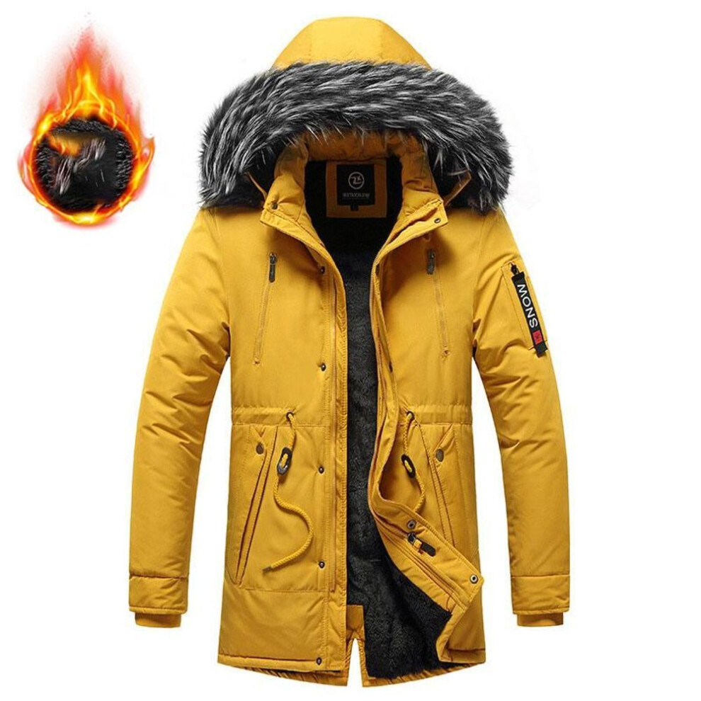 (yellow, XXXL) Mens Winter Jacket Mens Windbreaker Anorak Quality White Duck Down Jacket Fur Hood Removable Long Parka Male Coat Warm Thick Overcoat-image-OPC-PMNY9BM-NEW