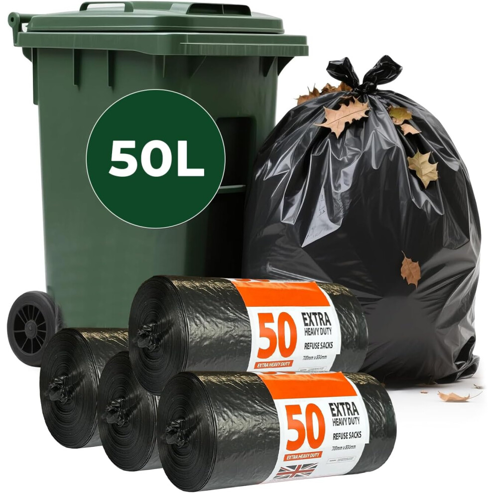 Econx Black Heavy-Duty Refuse Sacks Bin Liners 70L Bin Bags Recycling Rubbish Bags X 100 - Bin Bag - 70L - Image 2