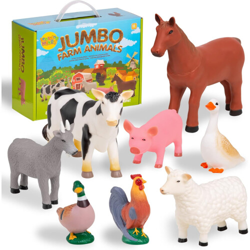 Learning Minds Set of 8 Jumbo Farm Animals