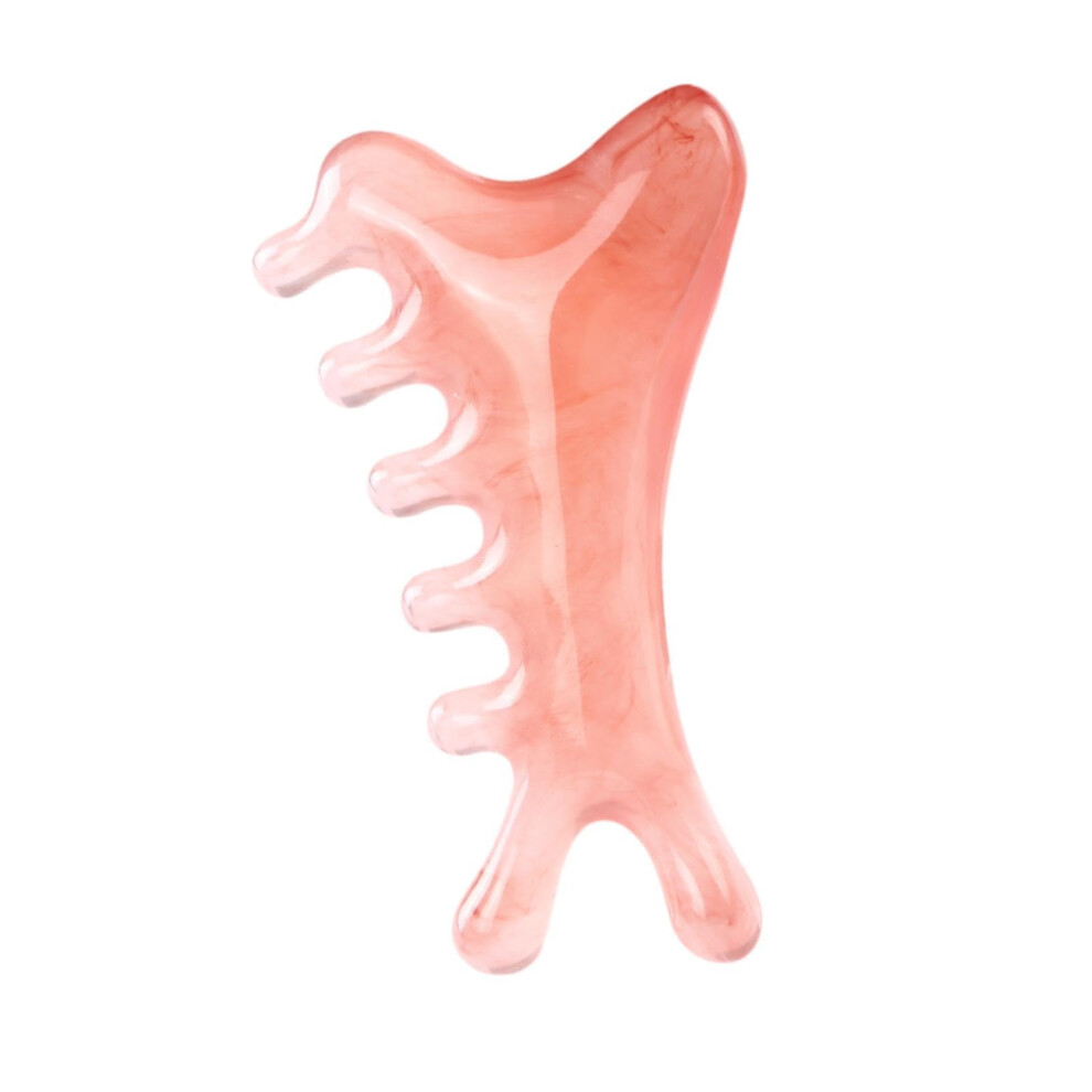 Pink Resin Massage Comb Guasha Scraping Scalp Tool Handheld Head Massager Multipurpose Relaxation