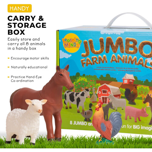 Learning Minds Set of 8 Jumbo Farm Animals 2