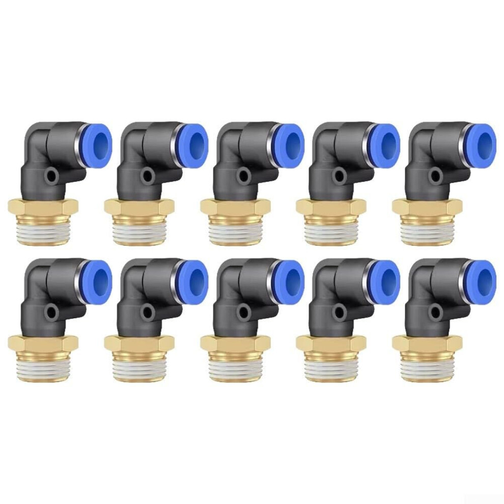 Pl1204 Quick Connect Hose Connectors, 10-Piece, For Pu Tube And Nylon Tubing, Black Pl12-04 9067246460273