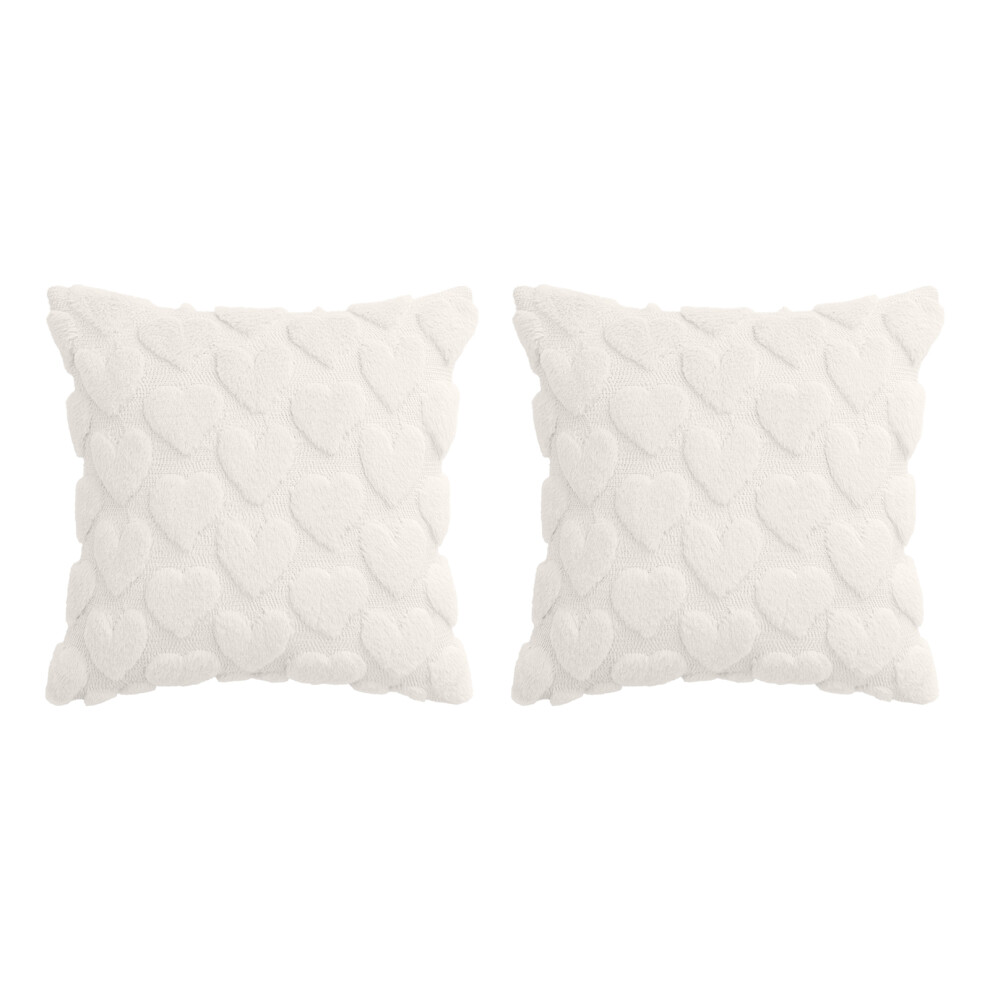 2Pack Valentines Day Pink Plushes Cushions Cover-White 45X45cm