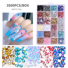 Nail Art Rhinestones 3500 Stück Flache Resinsteine für Acrylnägel DIY