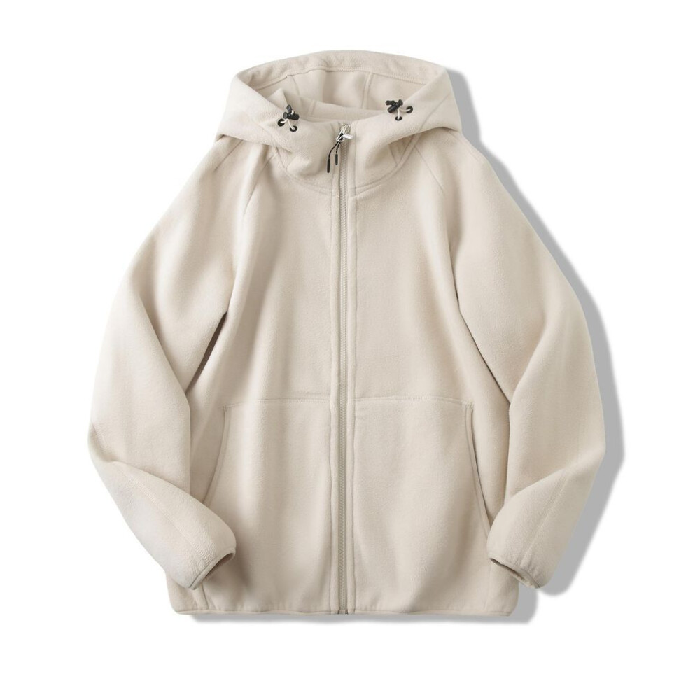 (beige, XXL) Autumn Winter  Sports Thick Warm Fleece Hoodie Men's Casual Comfortable Coat-image-OPC-PMNYCP8-NEW