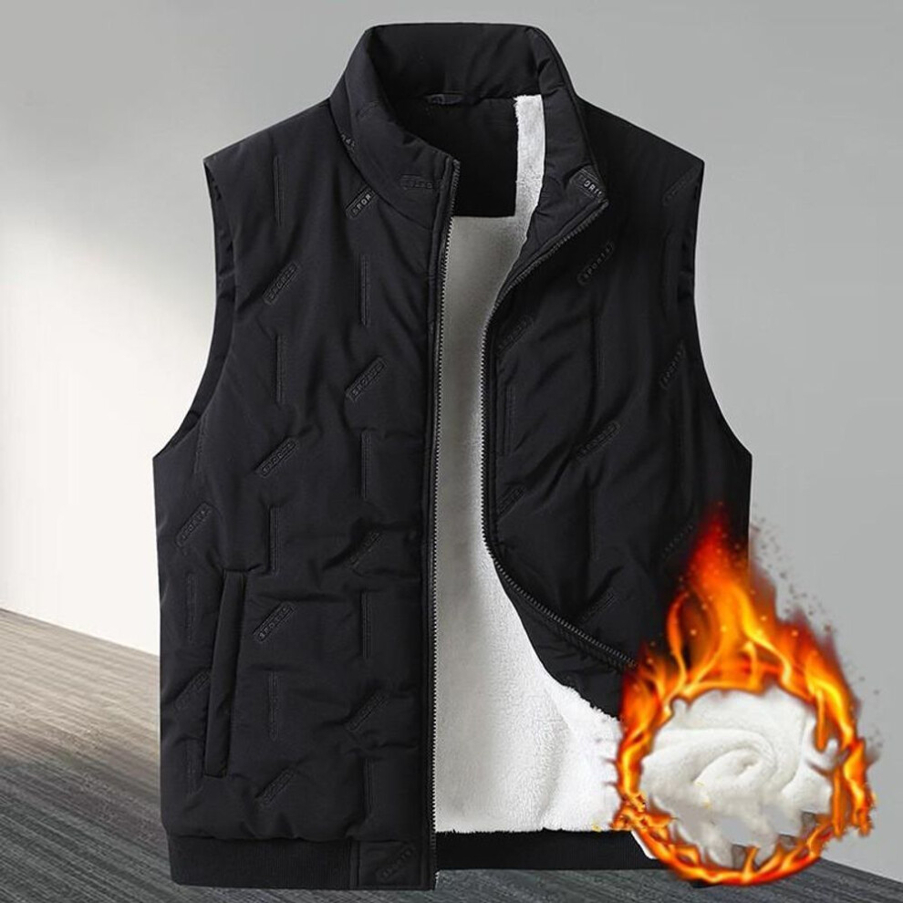 (3XL, black) Men's Winter Oversized Thickened Loose-fit Warm Vest Solid Color Casual Round Hem Outerwear Top-image-OPC-PMNYCHH-NEW