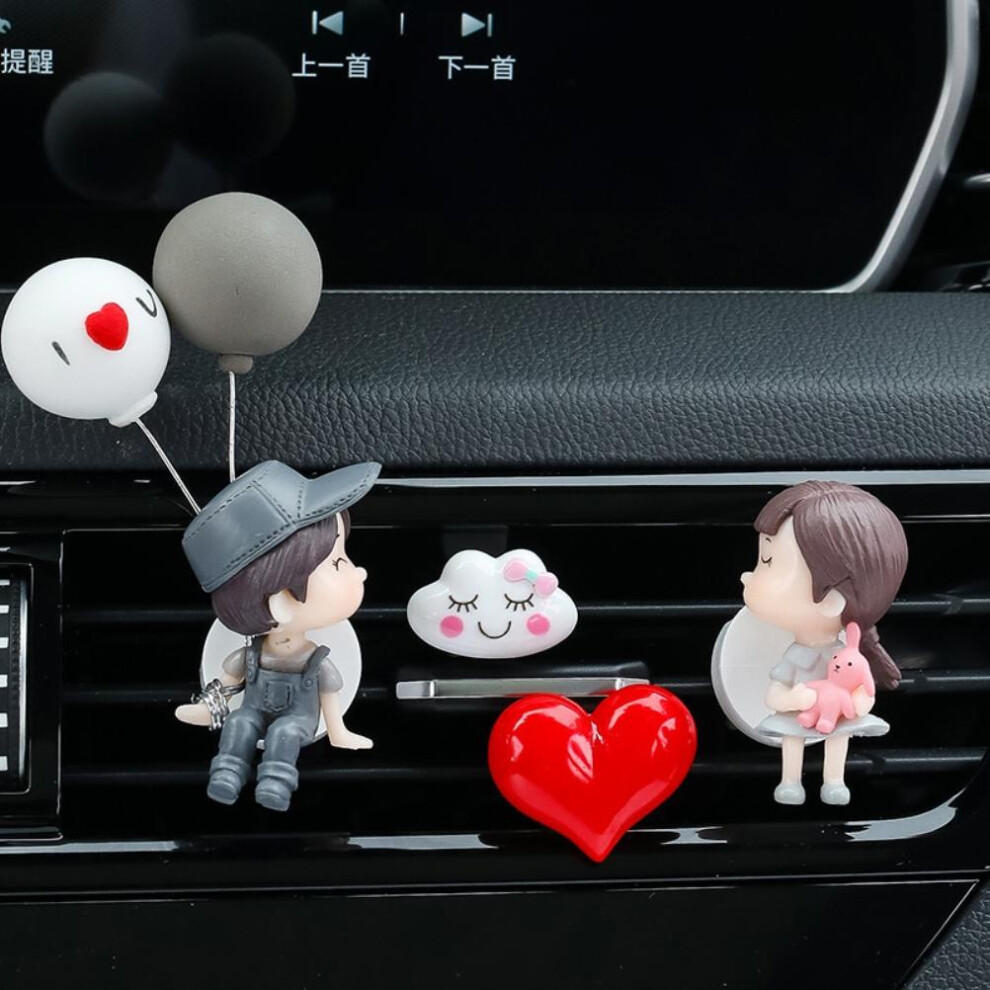 Cute Cartoon Couples Action Figure Car Ornament Set Air Vent Dashboard Decor 4401357321583