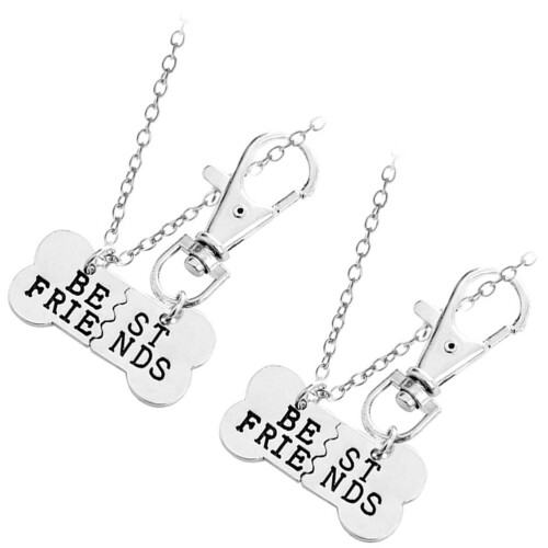 2 Unidades Colar Com Pingente Cachorro - Prata Preto 2