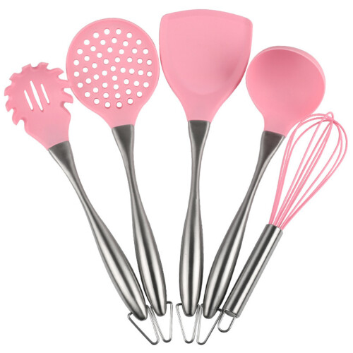 Rostfritt Handtag Silikon Spaghetti Sked Antihalk För Kök