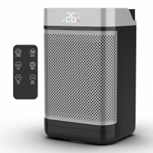 (Black / Grey, 10") Air Pro Portable Electric Space Heater - Remote Control - LED Display 1-12HR Timer - 2 Sizes, 10"/17"