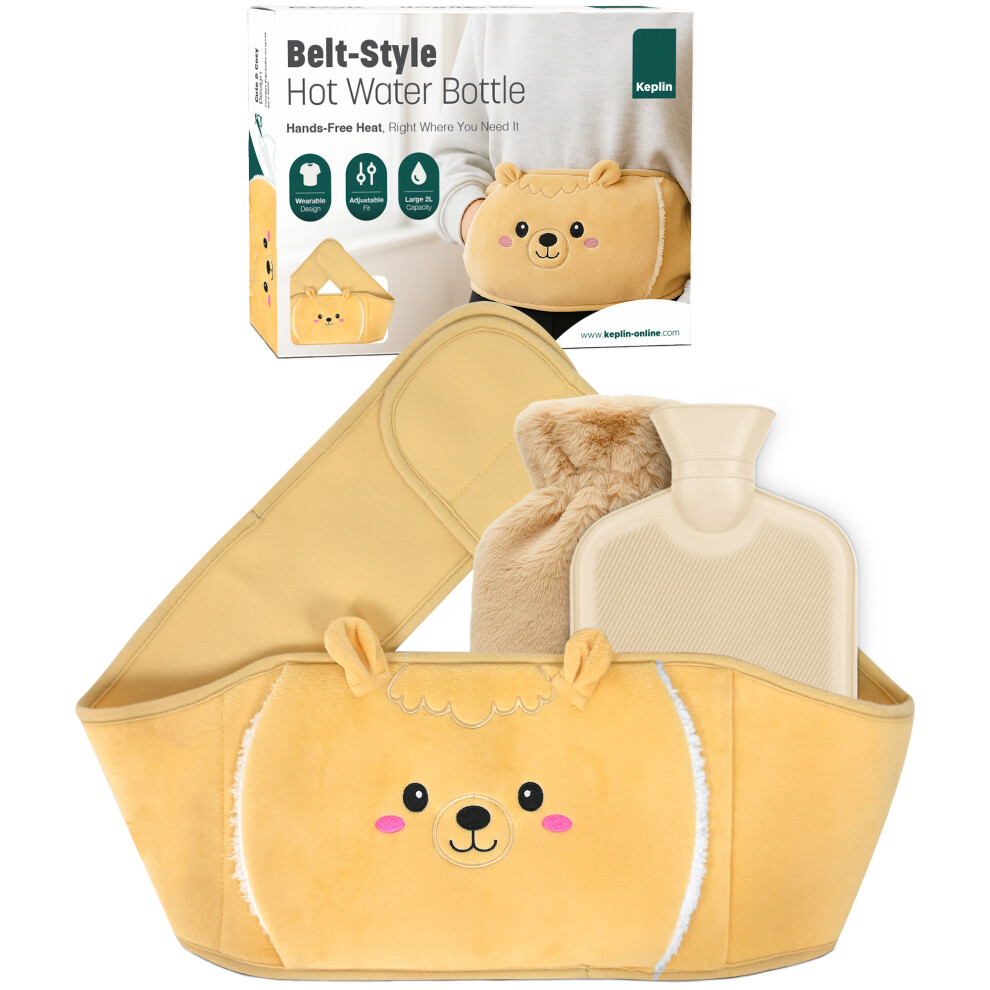 Keplin Cream Hot Water Bottle Belt With Plush Waist Cover 2L, -Lama