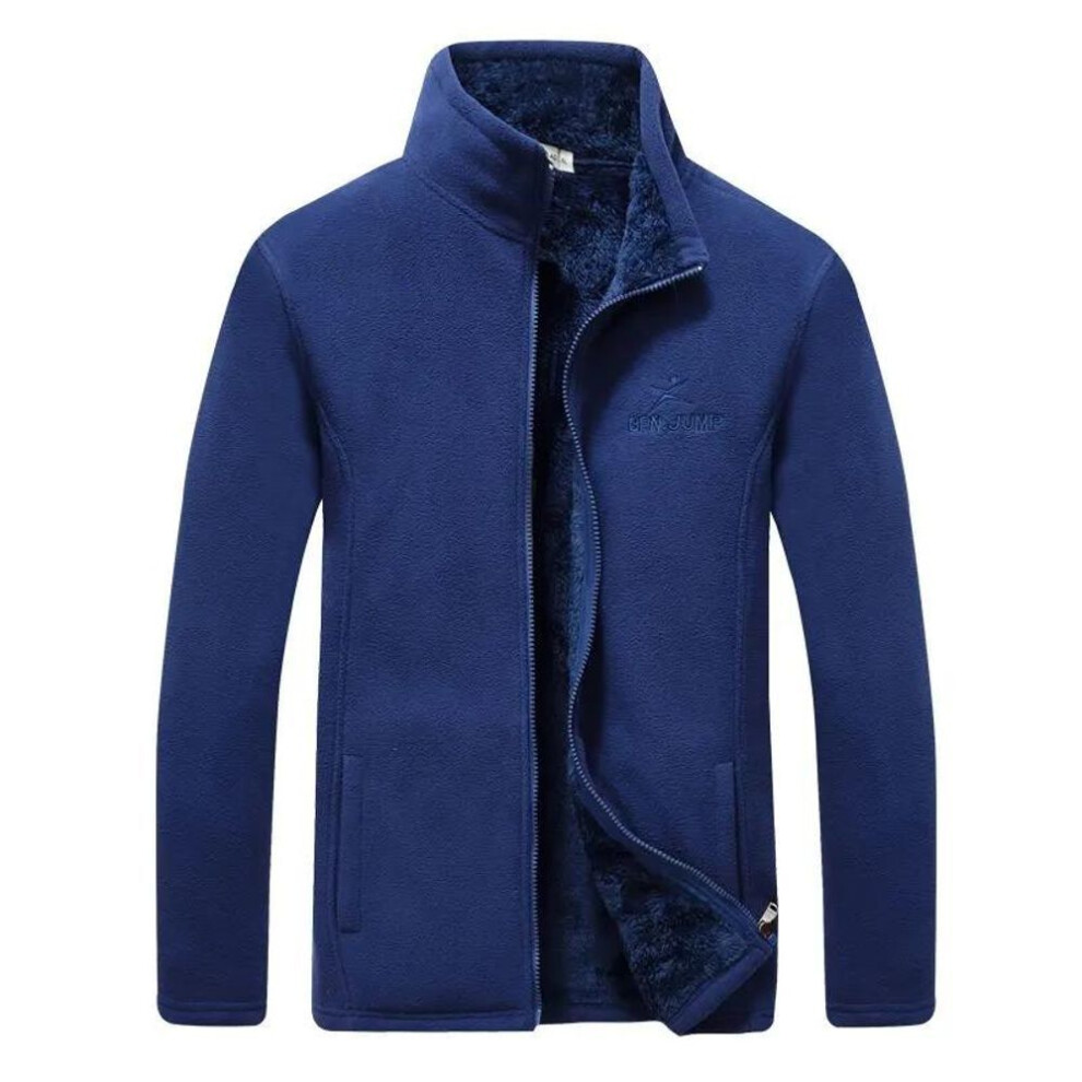 (royal blue, S) Men's Winter Polar Fleece Cardigan - Velvet-added Thick Stand-up Collar Sweater, Cold-proof Warm Casual Simple Plus Size-image-OPC-PMNZ9PX-NEW