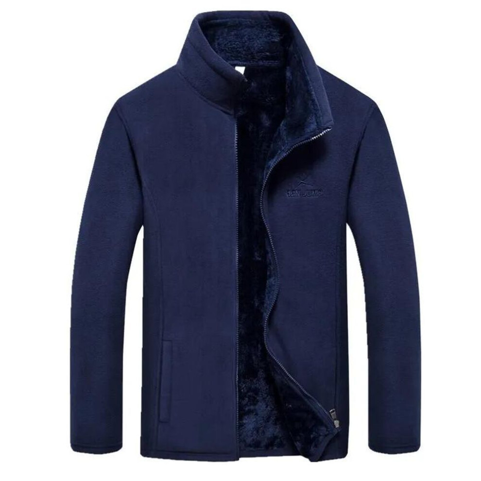 (navy blue, XXXXL) Men's Winter Polar Fleece Cardigan - Velvet-added Thick Stand-up Collar Sweater, Cold-proof Warm Casual Simple Plus Size-image-OPC-PMNZ9Q7-NEW
